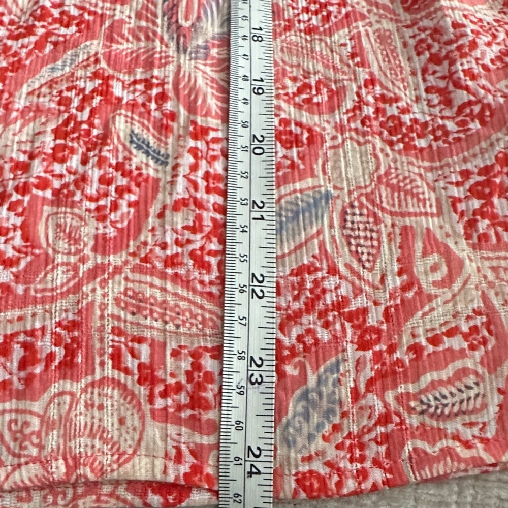 NWT Tory Burch Floral Cotton Gauze Peasant Top Blouse Melon Size 12 Boho - Picture 6 of 9
